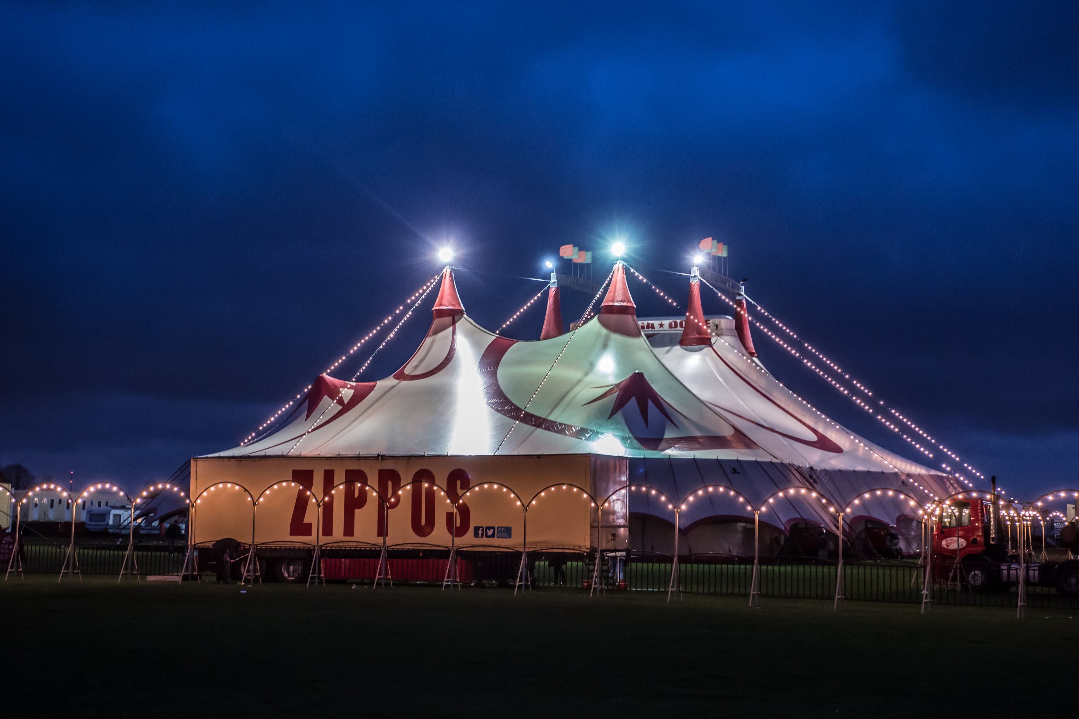 Zippos Circus Big Top at Night